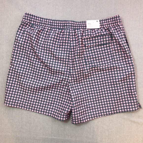 6" Pink Blue Gingham Swim Trunk M XL XXL - Picture 4 of 8